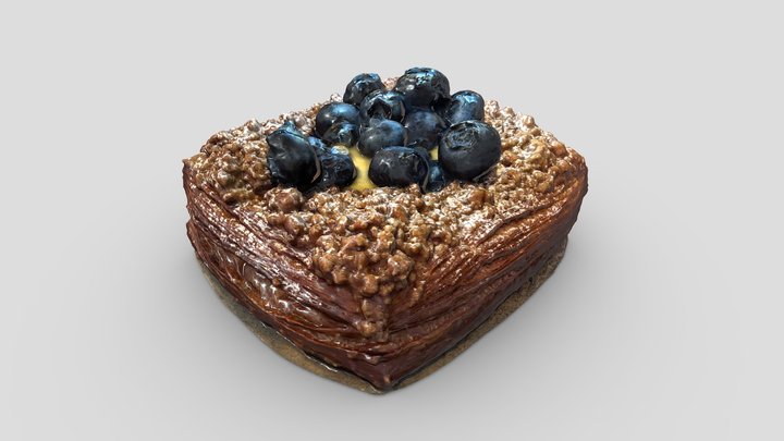 Blueberry Crumble Cream Pastry 3D Model