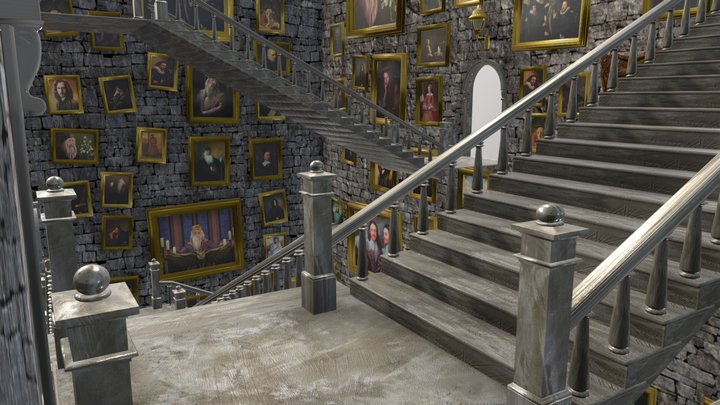 Hogwarts Stairs Animated 3D Model