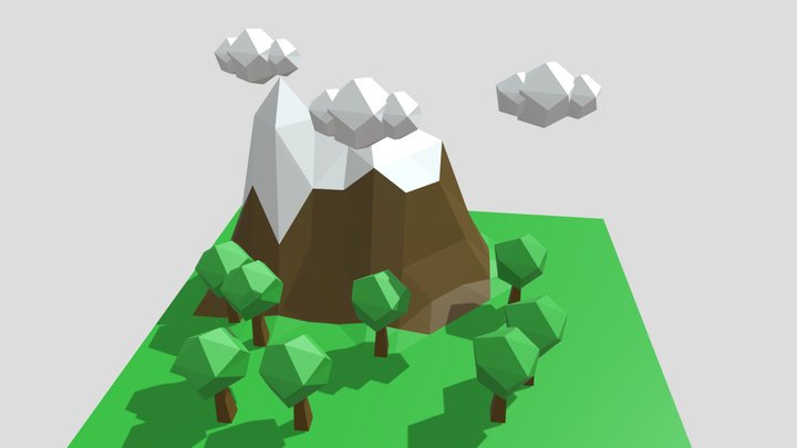 Mountain and trees 3D Model
