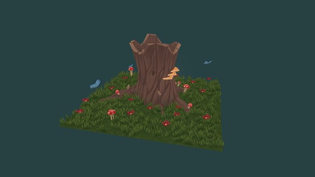 Tree Stump Diorama 3D Model