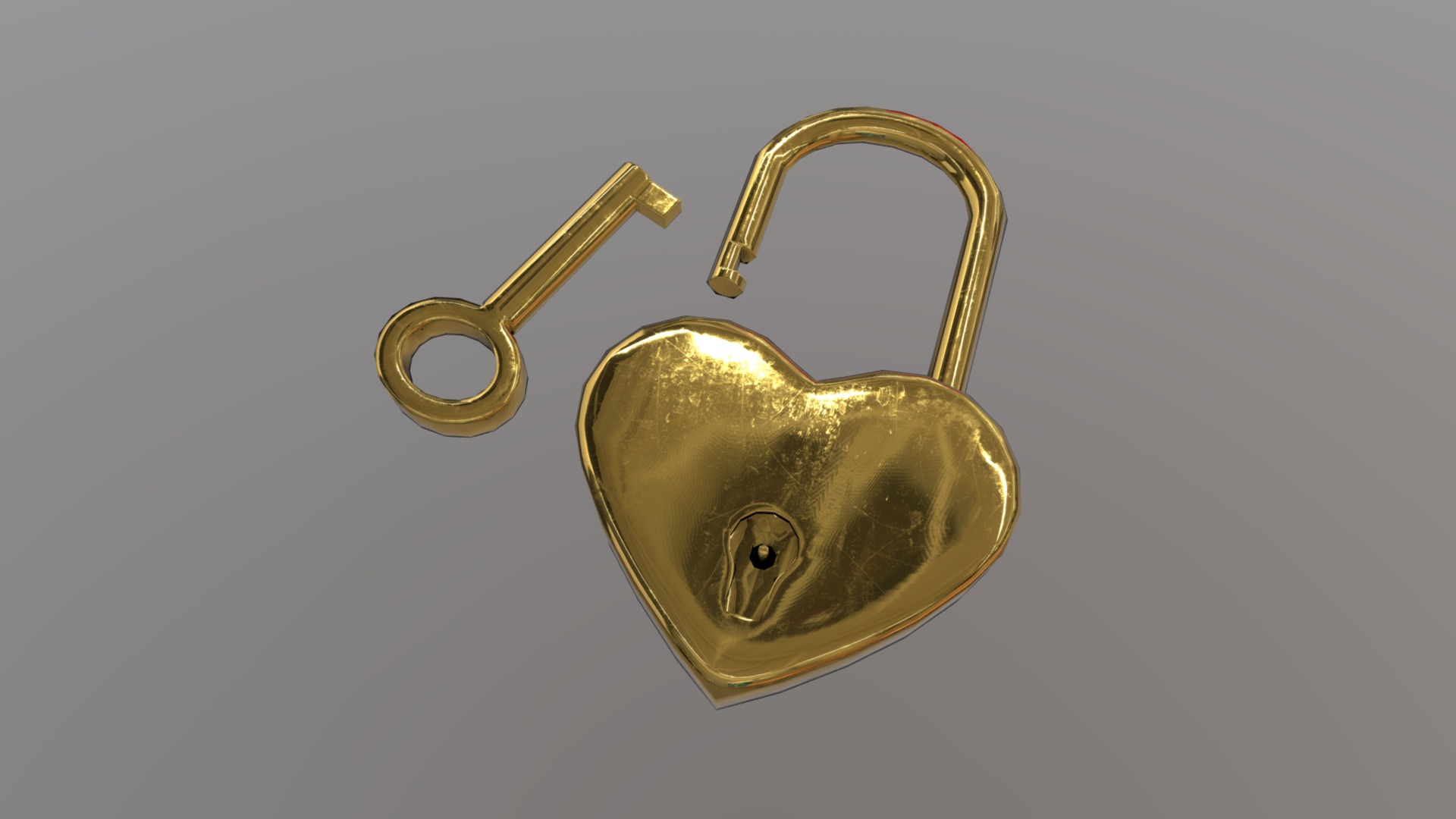 3D model Heart Lock - This is a 3D model of the Heart Lock. The 3D model is about a pair of gold earrings.