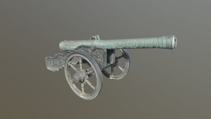 Field gun with bronze barrel 1628 3D Model