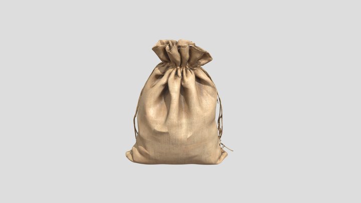 Burlap Drawstring Sack 3D Model