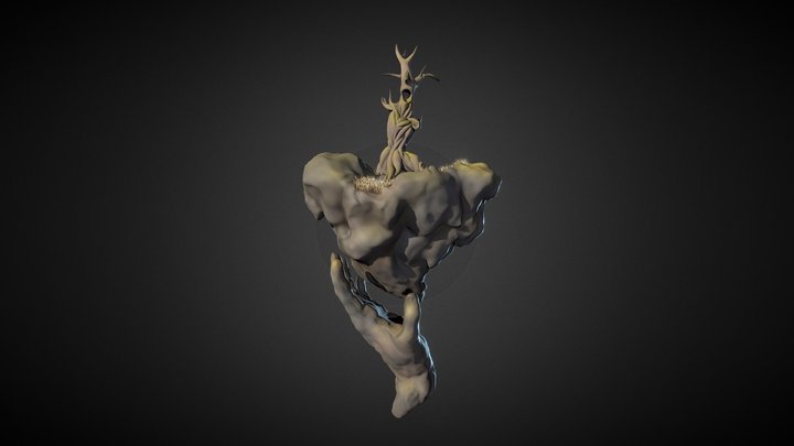 Dead Tree on Floating Island 3D Model