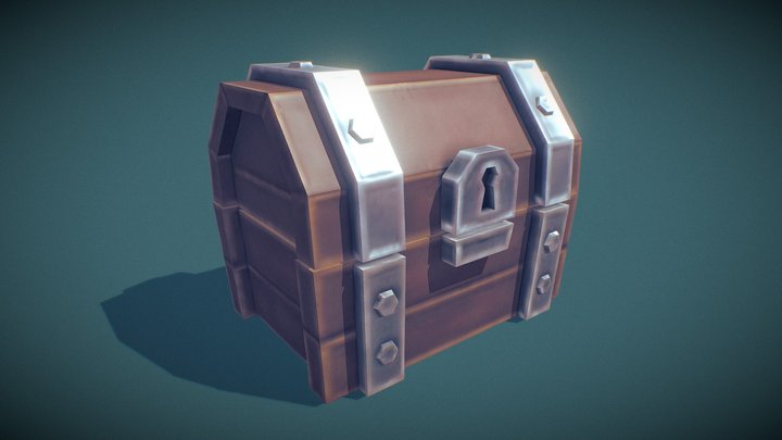 Wooden Chest Rigged 3D Model