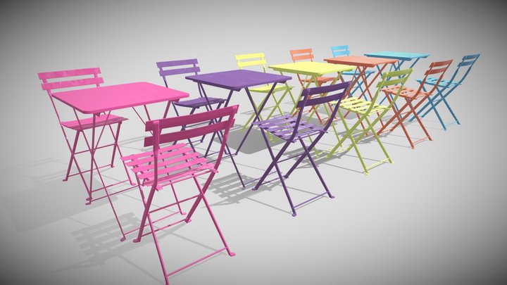 BISTRO CHAIRS  AND TABLES IN 5 COLORS 3D Model