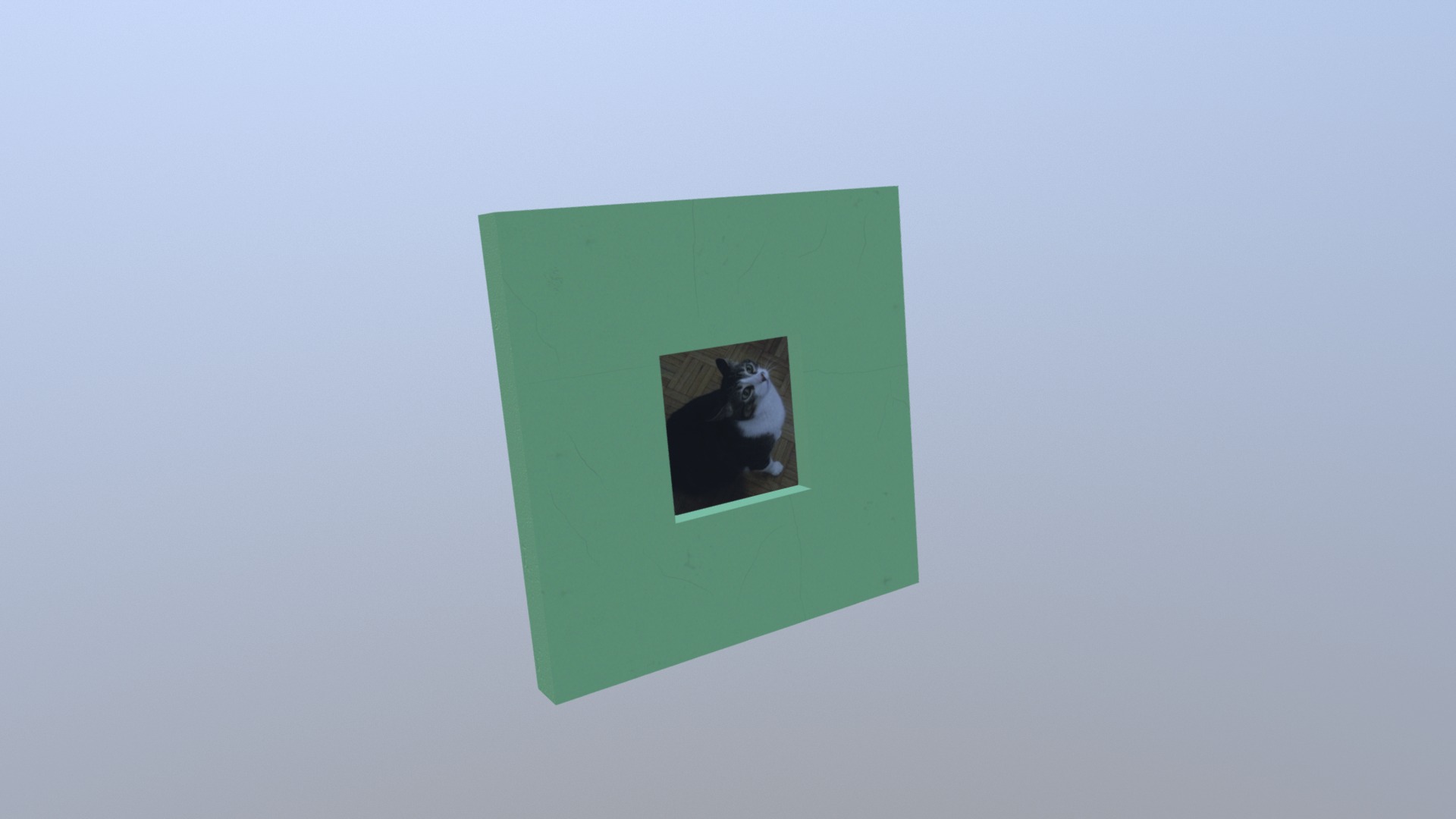 3D model Marco fotos 3 - This is a 3D model of the Marco fotos 3. The 3D model is about a green square with a white and black image on it.