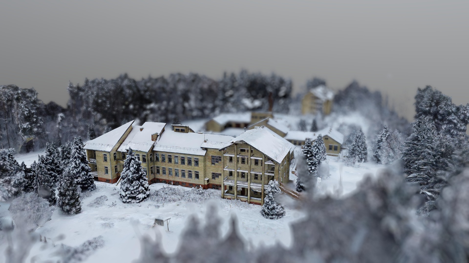 3D model Zapyskis 7,5cm - This is a 3D model of the Zapyskis 7,5cm. The 3D model is about a large building surrounded by snow.