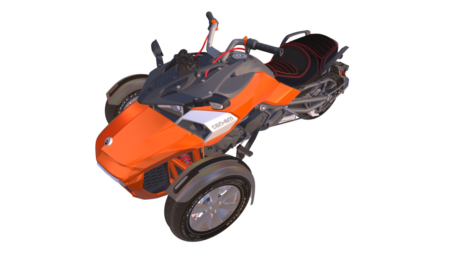 3D model Can-Am Spyder 3 Wheel Motorcycle - This is a 3D model of the Can-Am Spyder 3 Wheel Motorcycle. The 3D model is about a close-up of a motorcycle.