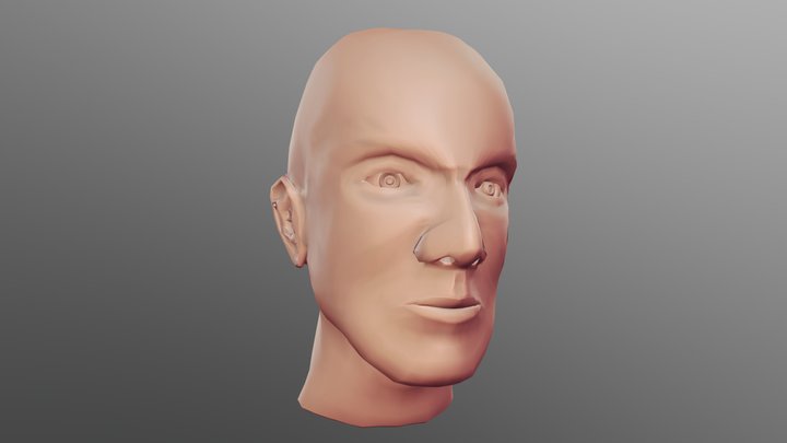 Male Low Poly Head Model By Me 3D Model