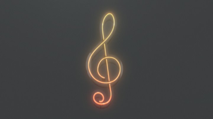 Music Note 1 - Neon Sign 3D Model