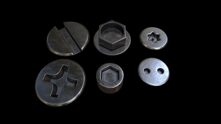 Screws and Bolts For detailing models Free 3D Model
