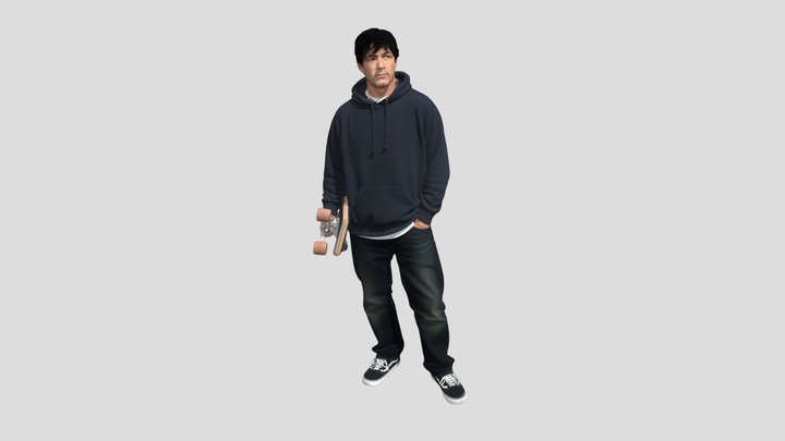 Longboarder in a navy hoodie – Modelo 3D gratuito STL