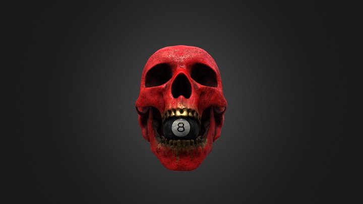 Skull Biting 8 Ball 3D Model