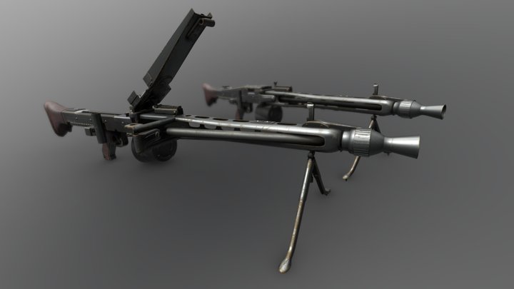 German Medium Machine Gun - MG3 - MG42 Variant 3D Model