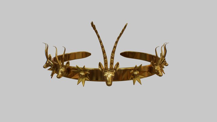 Golden Gazelles and Stag Headband 3D Model
