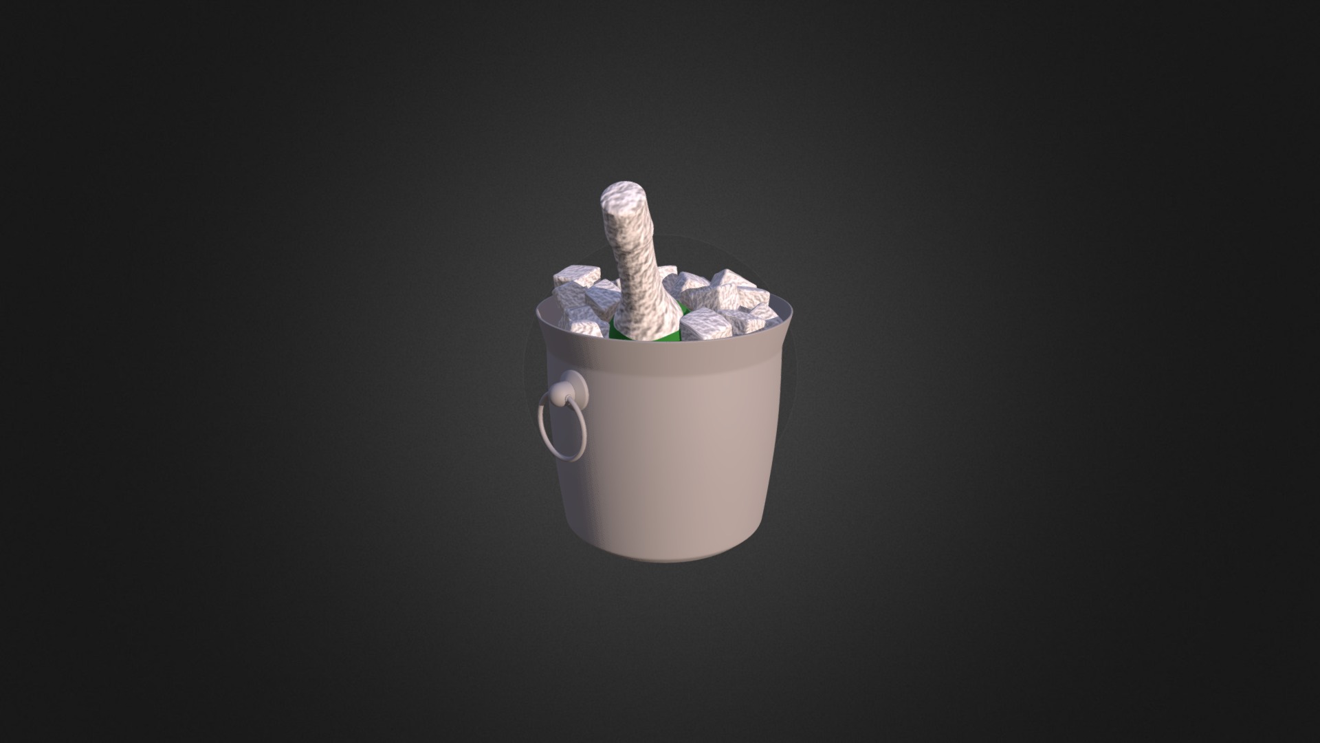 3D model Champagne With Ice - This is a 3D model of the Champagne With Ice. The 3D model is about a white cup with a plant in it.