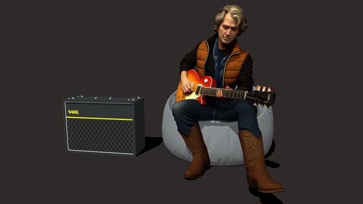 Paul Personne Guitar Playing – Free 3D Model STL