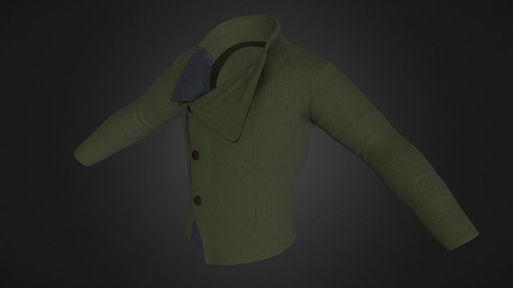 Green Asymmetrical Cardigan 3D Model