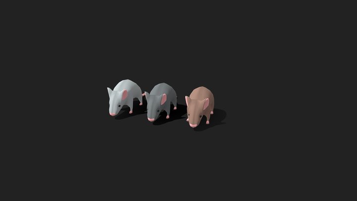 Cartoon Low Poly Rat Pack 3D Model
