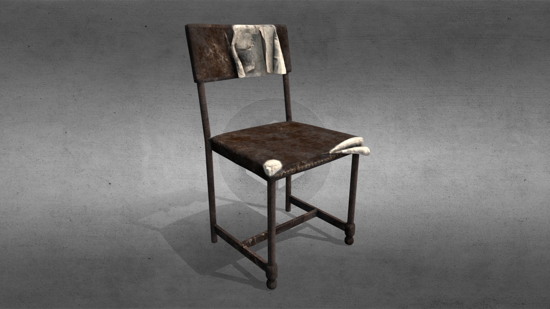 3D model Old Scratched Chair - This is a 3D model of the Old Scratched Chair. The 3D model is about a chair on the floor.