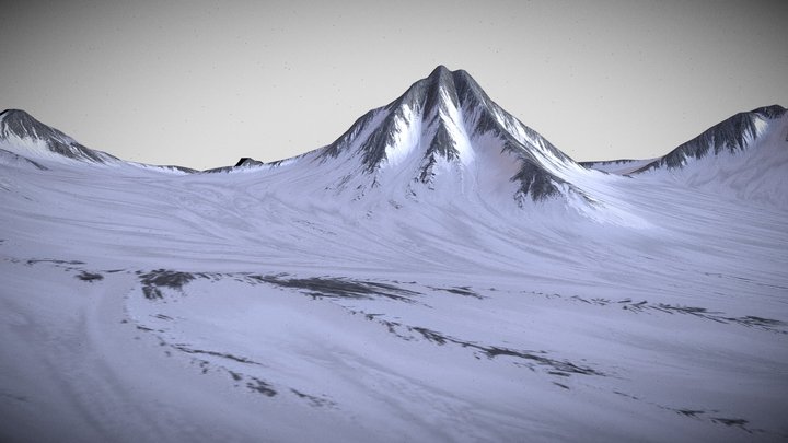 Low poly Snowy mountain 3D Model