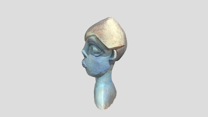 Blue head alienish sculpture 3D Model