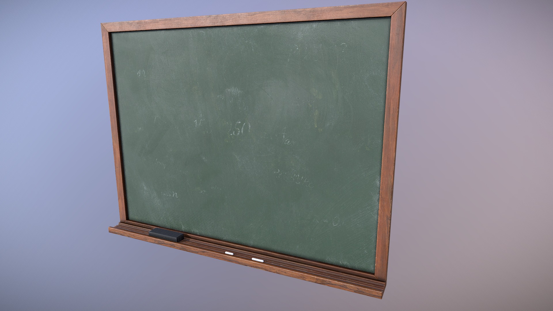 3D model Chalkboard - This is a 3D model of the Chalkboard. The 3D model is about a green chalkboard on a white wall.