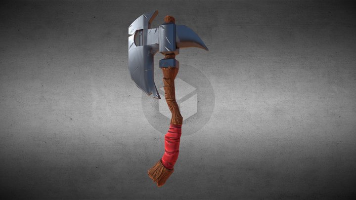 Stylized Battle Axe 3D Model