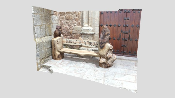 Banco de madera de Cuenca. Campillo de Altobuey 3D Model