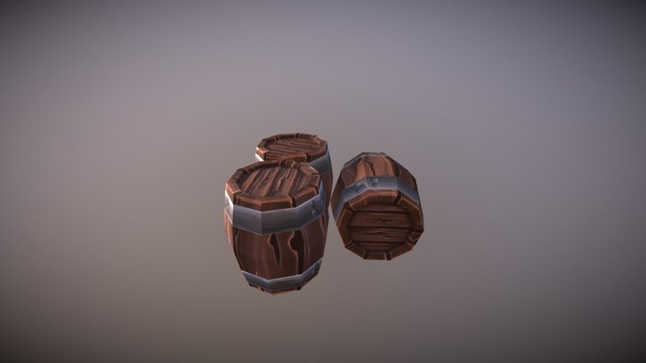 Hand Painted Barrels 3D Model