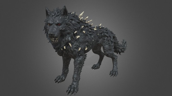 Shadow Hound, Dark Fantasy Bone-Spiked Beast – Modelo 3D gratuito STL