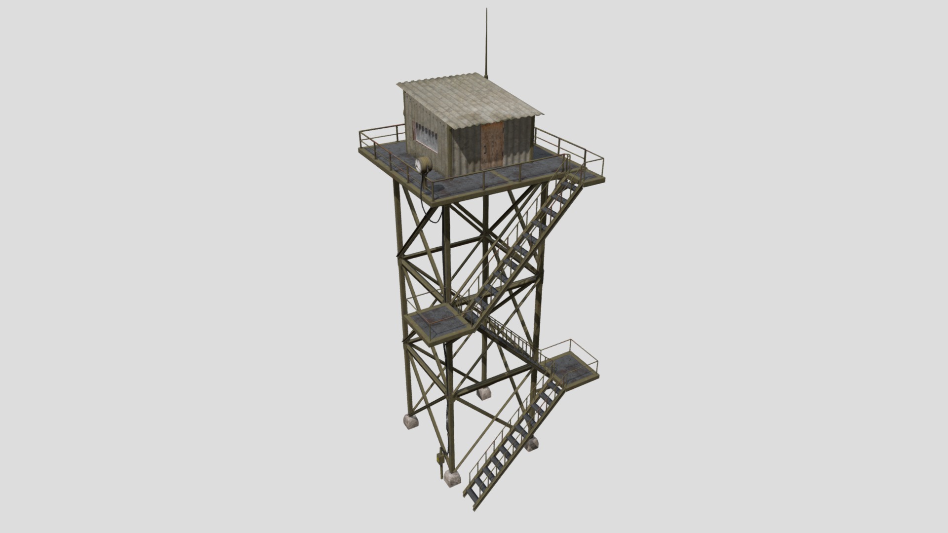 3D model Guard_Tower 04 - This is a 3D model of the Guard_Tower 04. The 3D model is about a small tower with a small house on top.