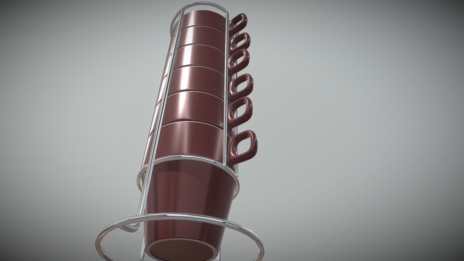 3D model Mug Rack - This is a 3D model of the Mug Rack. The 3D model is about a silver and gold guitar.