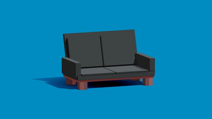 Black Low poly Sofa 3D Model