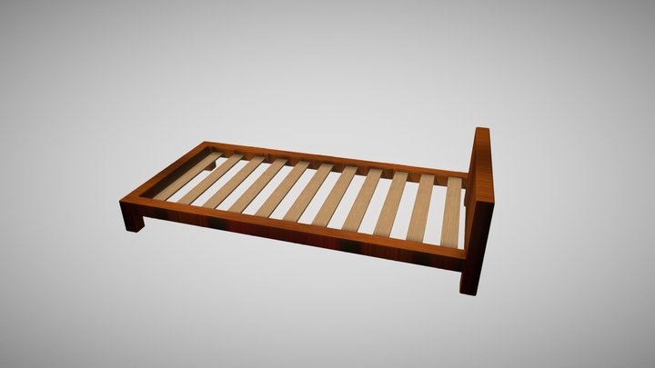 Wooden Bed Frame (Single Bed) 3D Model