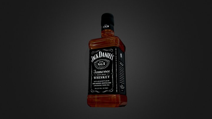 Jack Daniels Whiskey No.7 Bottle 3D Model
