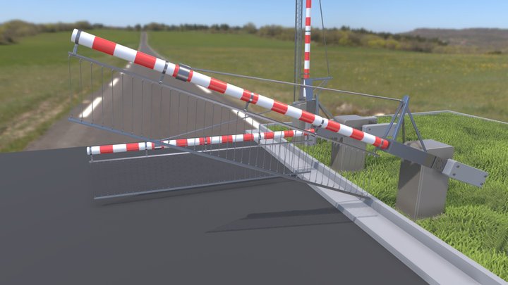 Railroad Barrier 4m (High-Poly) Protective Grid 3D Model