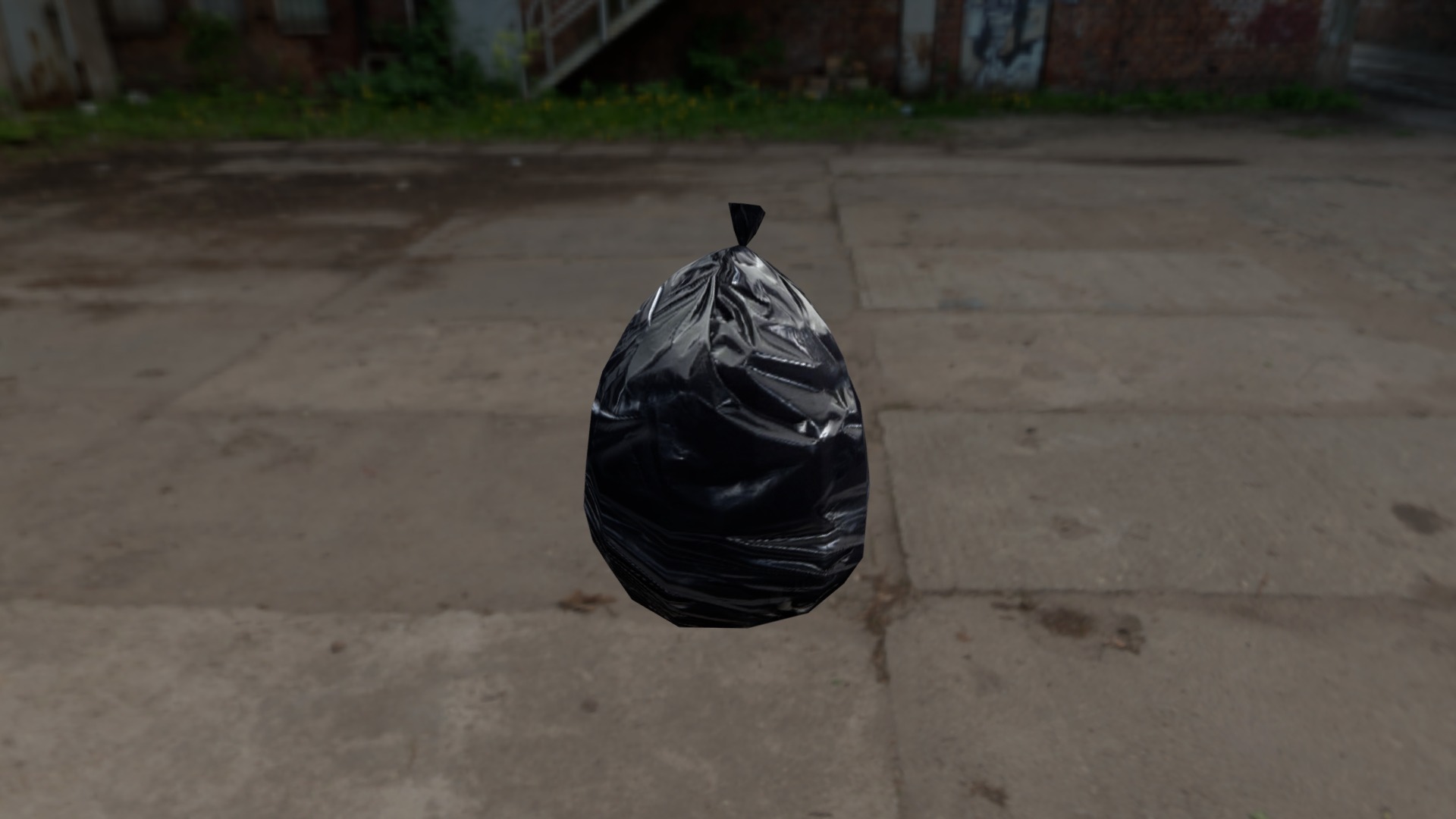 3D model Garbage package - This is a 3D model of the Garbage package. The 3D model is about a black bag on a concrete surface.