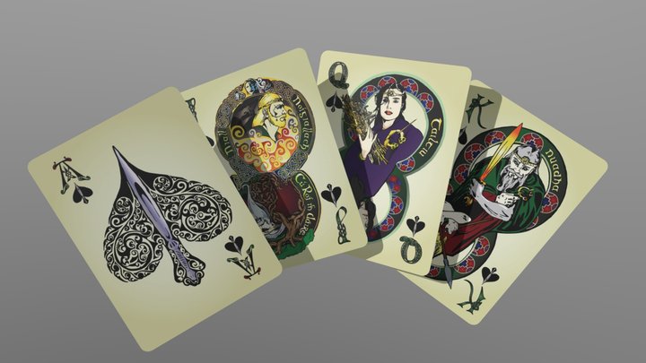 Celtic Myth Playing Cards: the Spade Court 3D Model