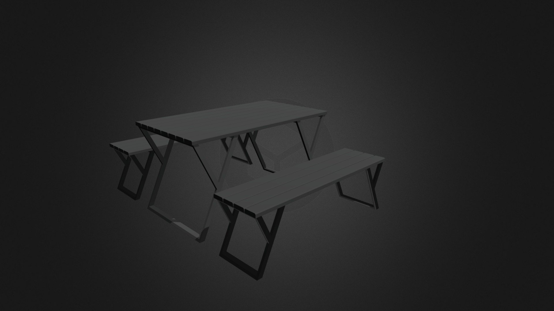 Black Table and Benches — Sketchfab embed 3D viewer