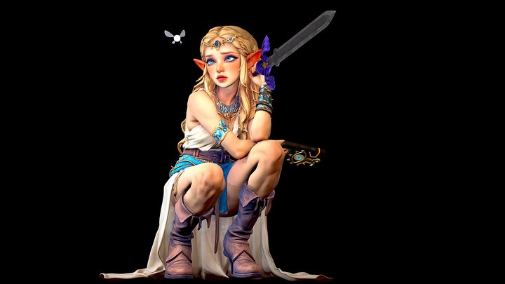 Princesa Zelda arrodillada – Modello 3D gratuito STL