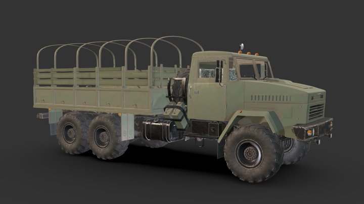 KrAZ - 6322 - Green Truck 3D Model