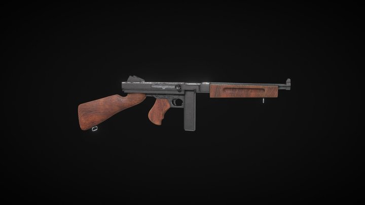 Thompson WWII sub-machine gun 3D Model