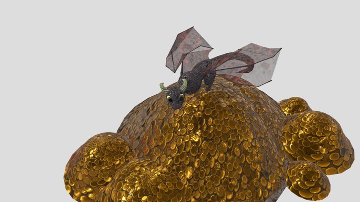 dragon on a pile of coins 3D Model