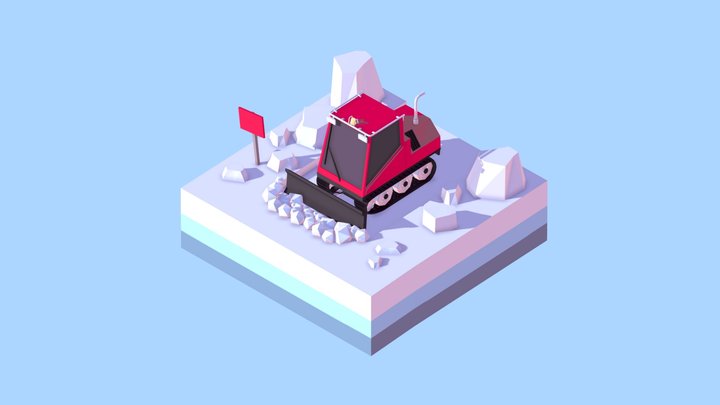 Cartoon Low Poly Snowcat Small