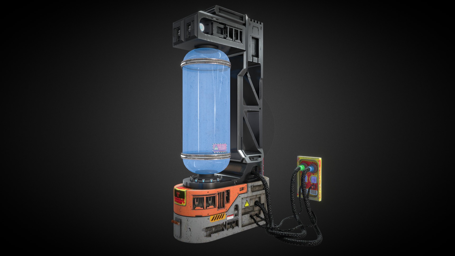 3D model Sci Fi Container - This is a 3D model of the Sci Fi Container. The 3D model is about a robot with a blue light.