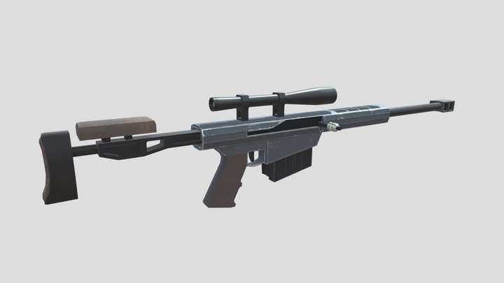 Sci-Fi Low-poly Sniperr Rifle Game Asset 3D Model
