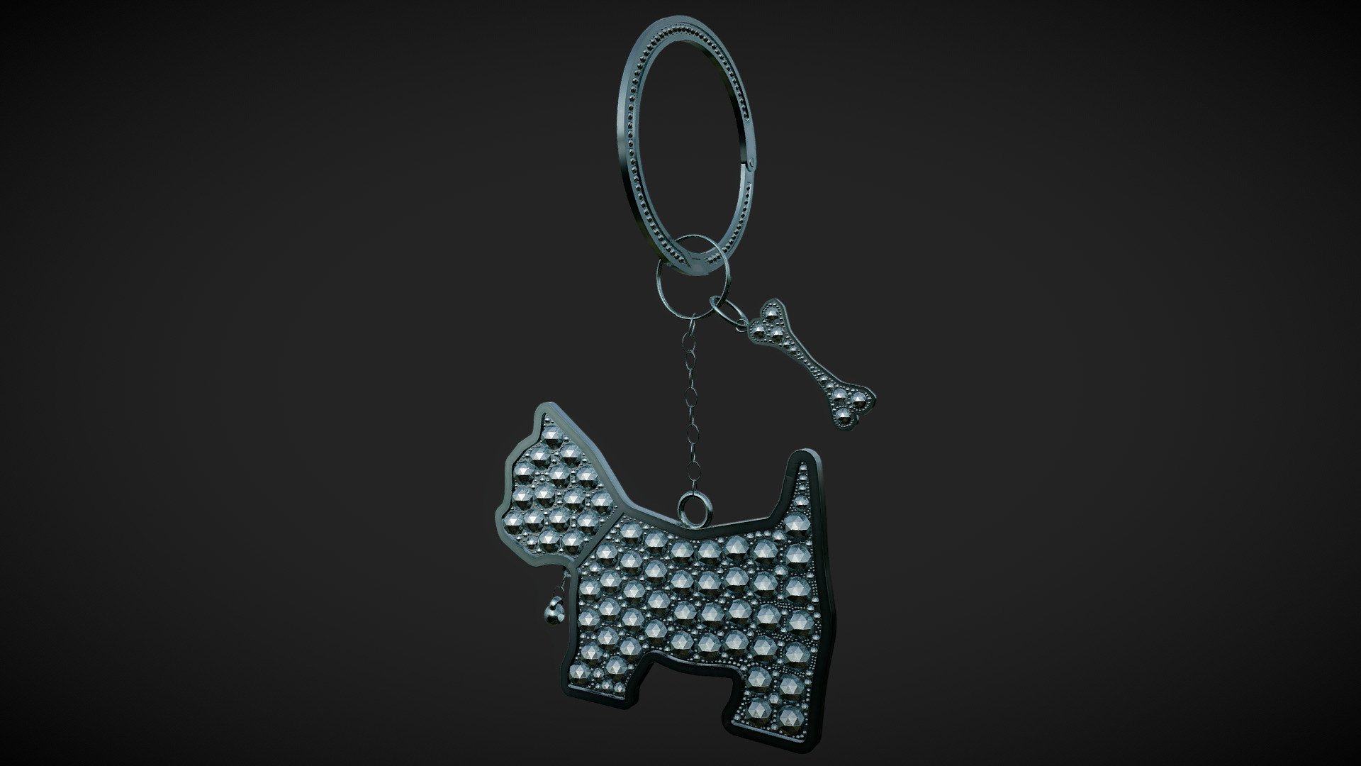 Crystal Rhinestone Dog Keychain Buy Royalty Free 3D model by russ_rp [2cc3e01] Sketchfab Store