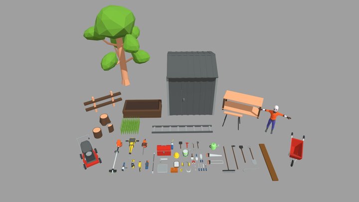 Low Poly Tools Pack 3D Model